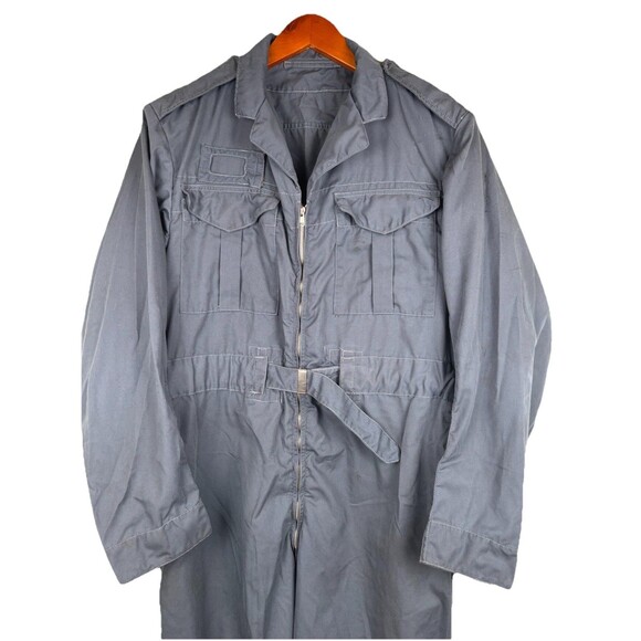 Men’s Distressed Gray Blue Gray Flight Suit Size 6 Chest 36”/Waist 32” Short USA - Picture 2 of 7